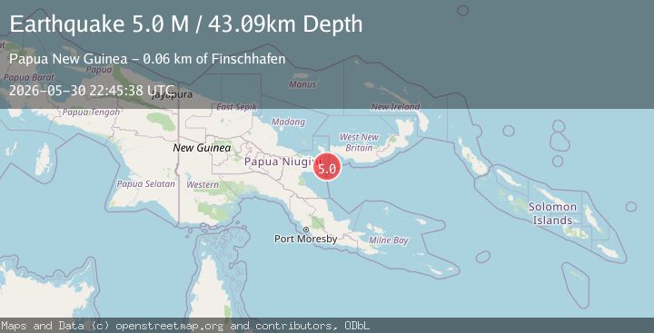 Map of New Britain region, Papua New Guinea