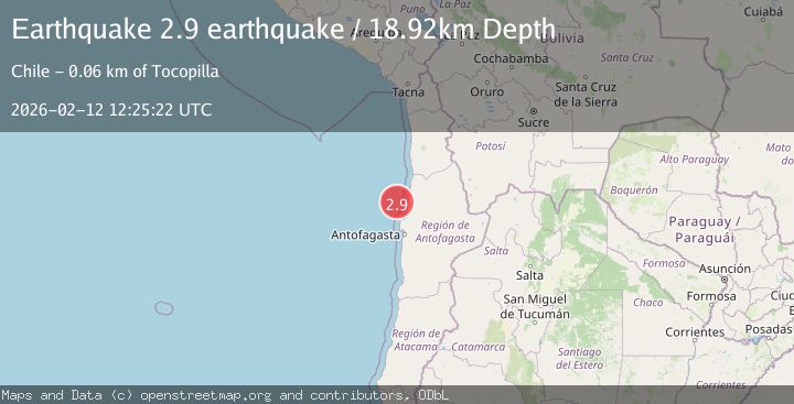 Map of near the coast of Antofagasta, Chile