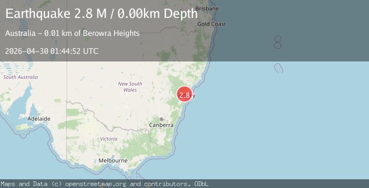 Map of near the southeast coast of Australia