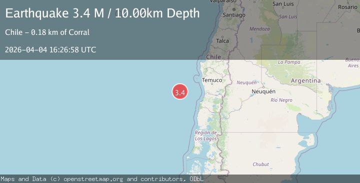 Map of off the coast of Los Lagos, Chile