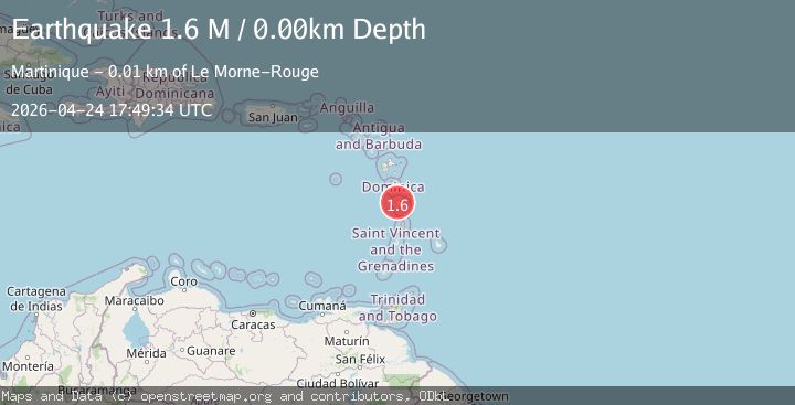 Map of Martinique region, Windward Islands