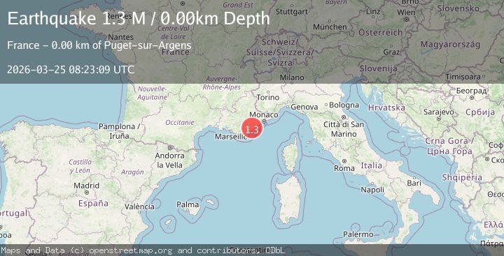 Map of near the south coast of France