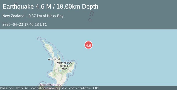 Map of east of the North Island of New Zealand