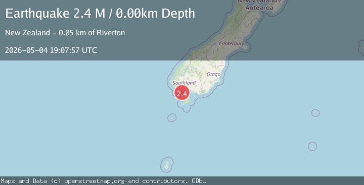 Map of off the west coast of the South Island of New Zealand