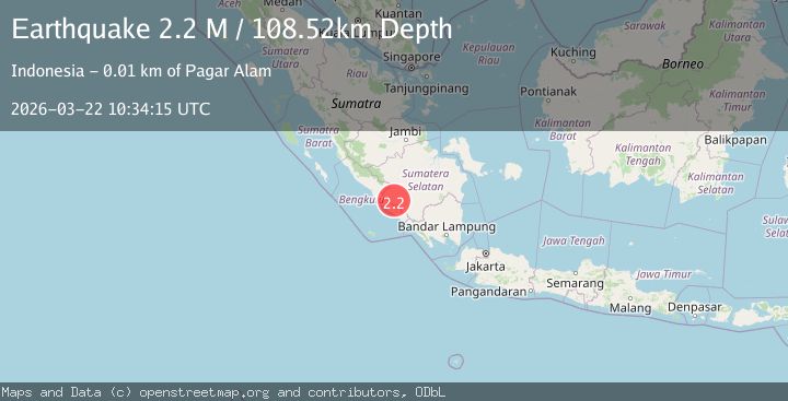 Map of southern Sumatra, Indonesia
