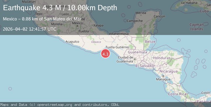Map of offshore Oaxaca, Mexico