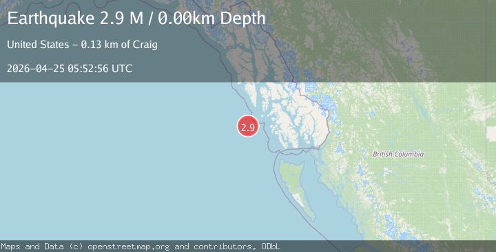 Map of off the coast of Southeastern Alaska