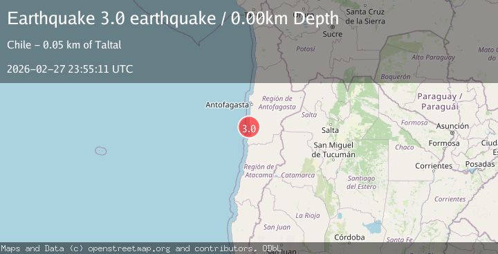 Map of near the coast of Antofagasta, Chile