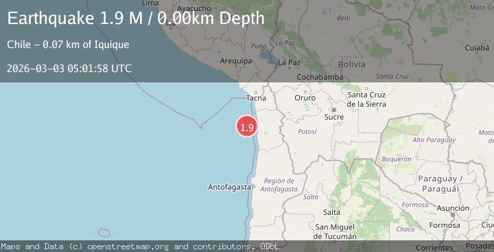 Map of near the coast of Tarapaca, Chile