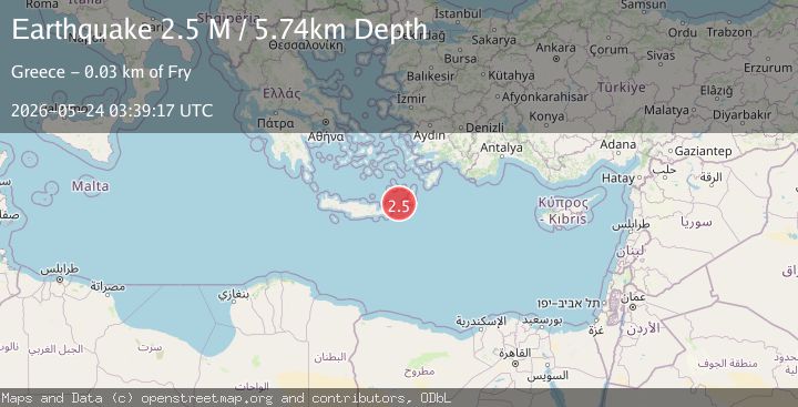 Map of Offshore Crete, Greece