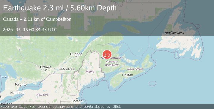 Map of New Brunswick, Canada
