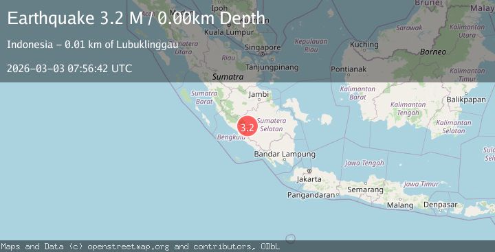 Map of southern Sumatra, Indonesia