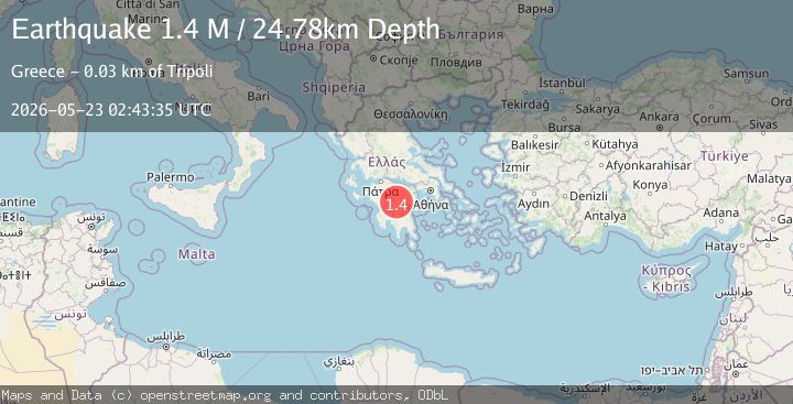 Map of Peloponnese Region, Greece