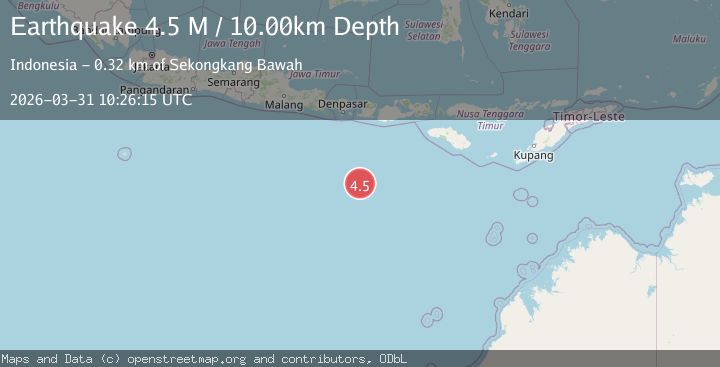 Map of south of Bali, Indonesia