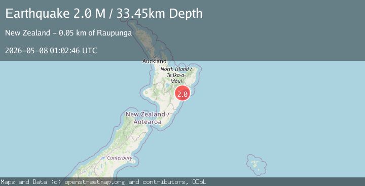 Map of off the east coast of the North Island of New Zealand