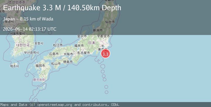 Map of near the east coast of Honshu, Japan
