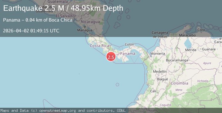Map of south of Panama