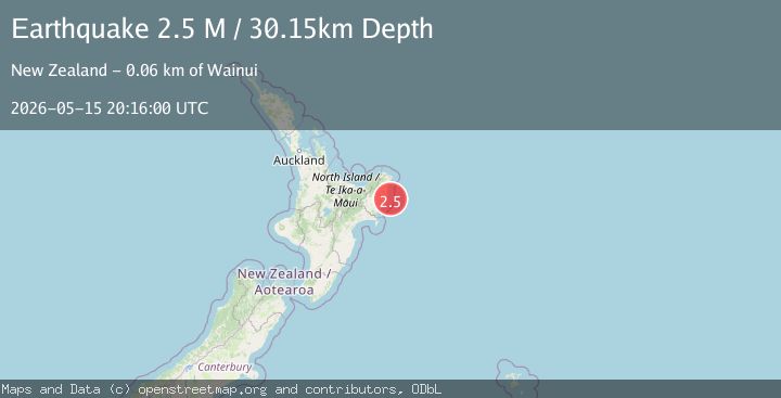 Map of off the east coast of the North Island of New Zealand