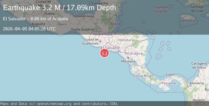 Map of offshore El Salvador