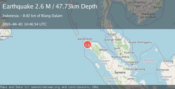 Map of northern Sumatra, Indonesia