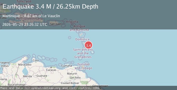 Map of Martinique region, Windward Islands