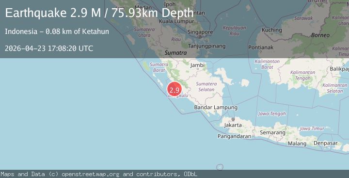Map of southern Sumatra, Indonesia