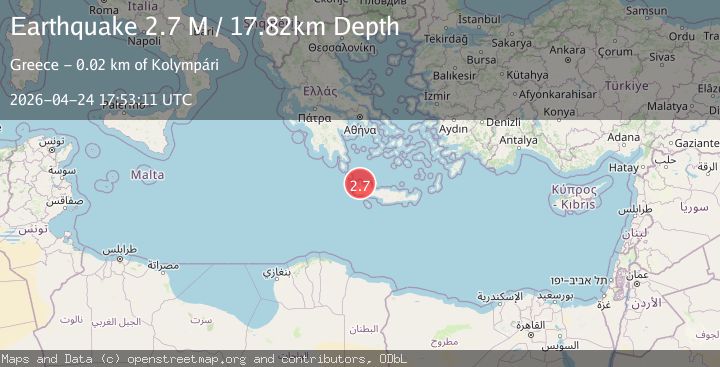 Map of Offshore Crete, Greece