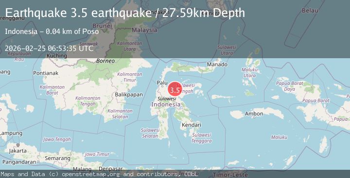 Map of Sulawesi, Indonesia