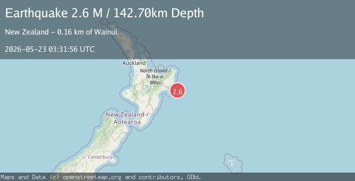 Map of off the east coast of the North Island of New Zealand