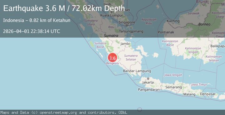 Map of southern Sumatra, Indonesia