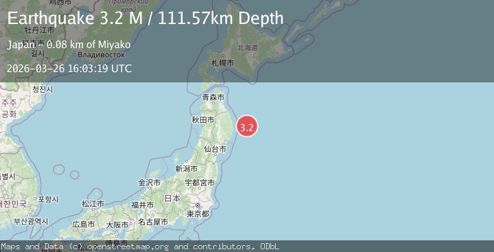 Map of near the east coast of Honshu, Japan