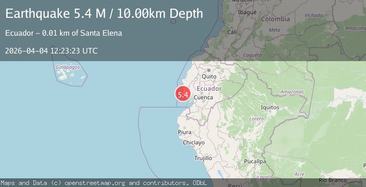 Map of near the coast of Ecuador