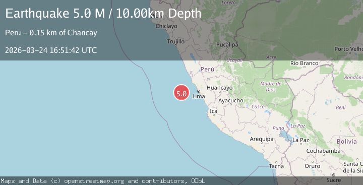 Map of off the coast of central Peru