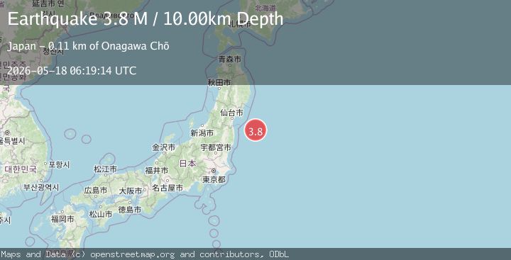 Map of off the east coast of Honshu, Japan