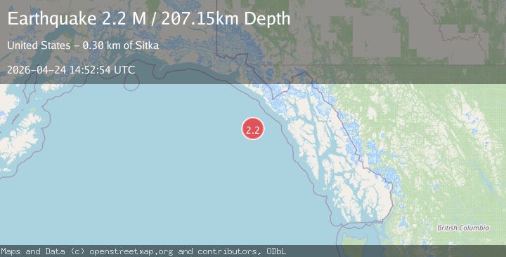 Map of off the coast of Southeastern Alaska