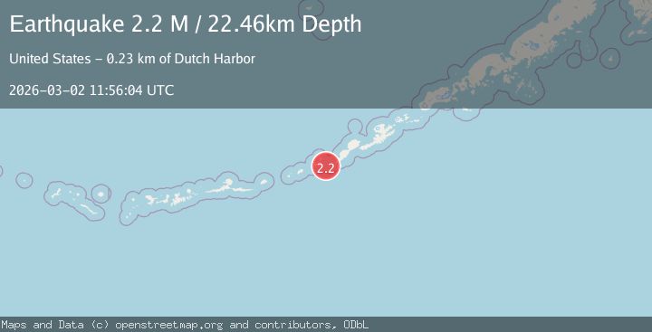 Map of Fox Islands, Aleutian Islands, Alaska