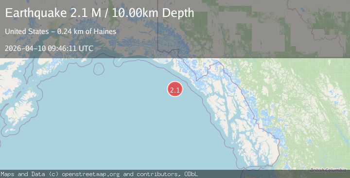 Map of off the coast of Southeastern Alaska
