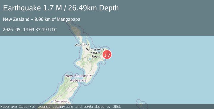 Map of off the east coast of the North Island of New Zealand