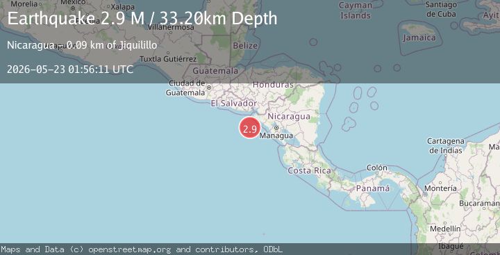 Map of near the coast of Nicaragua