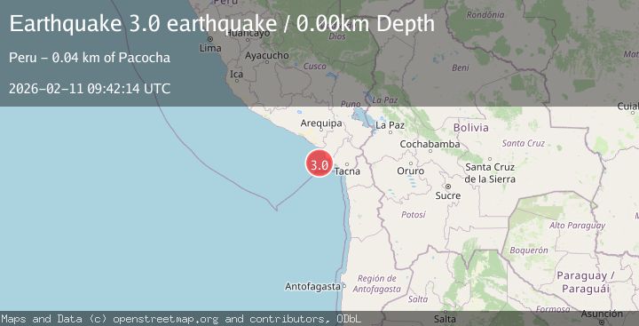Map of near the coast of southern Peru