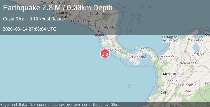 Map of off the coast of Costa Rica
