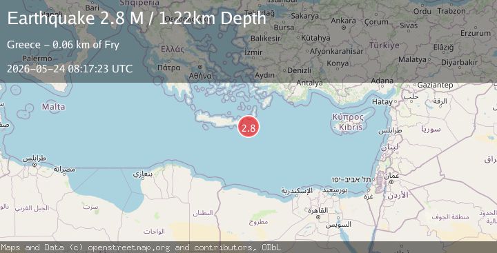 Map of Offshore Crete, Greece