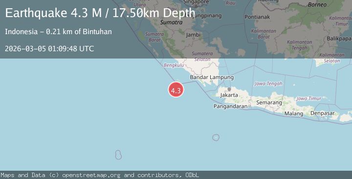 Map of southwest of Sumatra, Indonesia