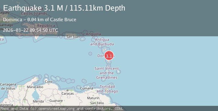Map of Dominica region, Leeward Islands