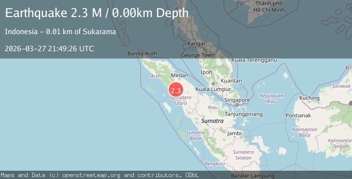 Map of northern Sumatra, Indonesia
