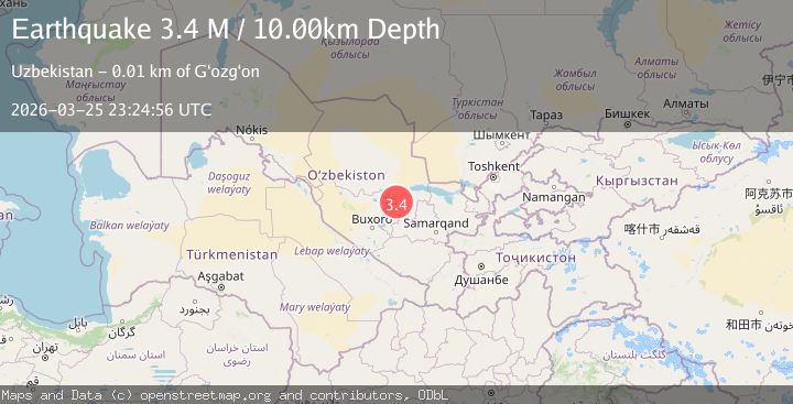 Map of eastern Uzbekistan