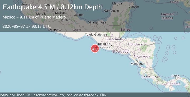 Map of off the coast of Chiapas, Mexico