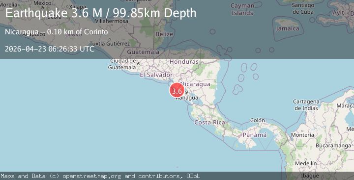 Map of near the coast of Nicaragua
