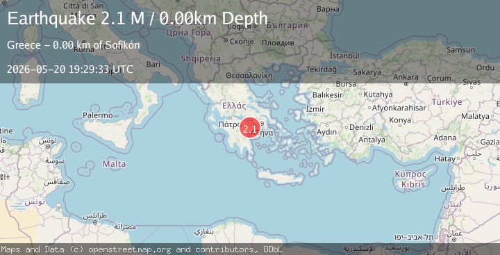 Map of Peloponnese Region, Greece