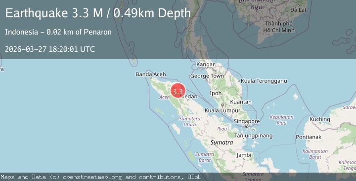 Map of northern Sumatra, Indonesia